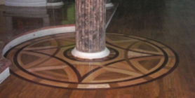 Art wood flooring, rosette detail