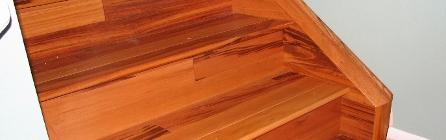 Staircase made from prefinished hardwood flooring